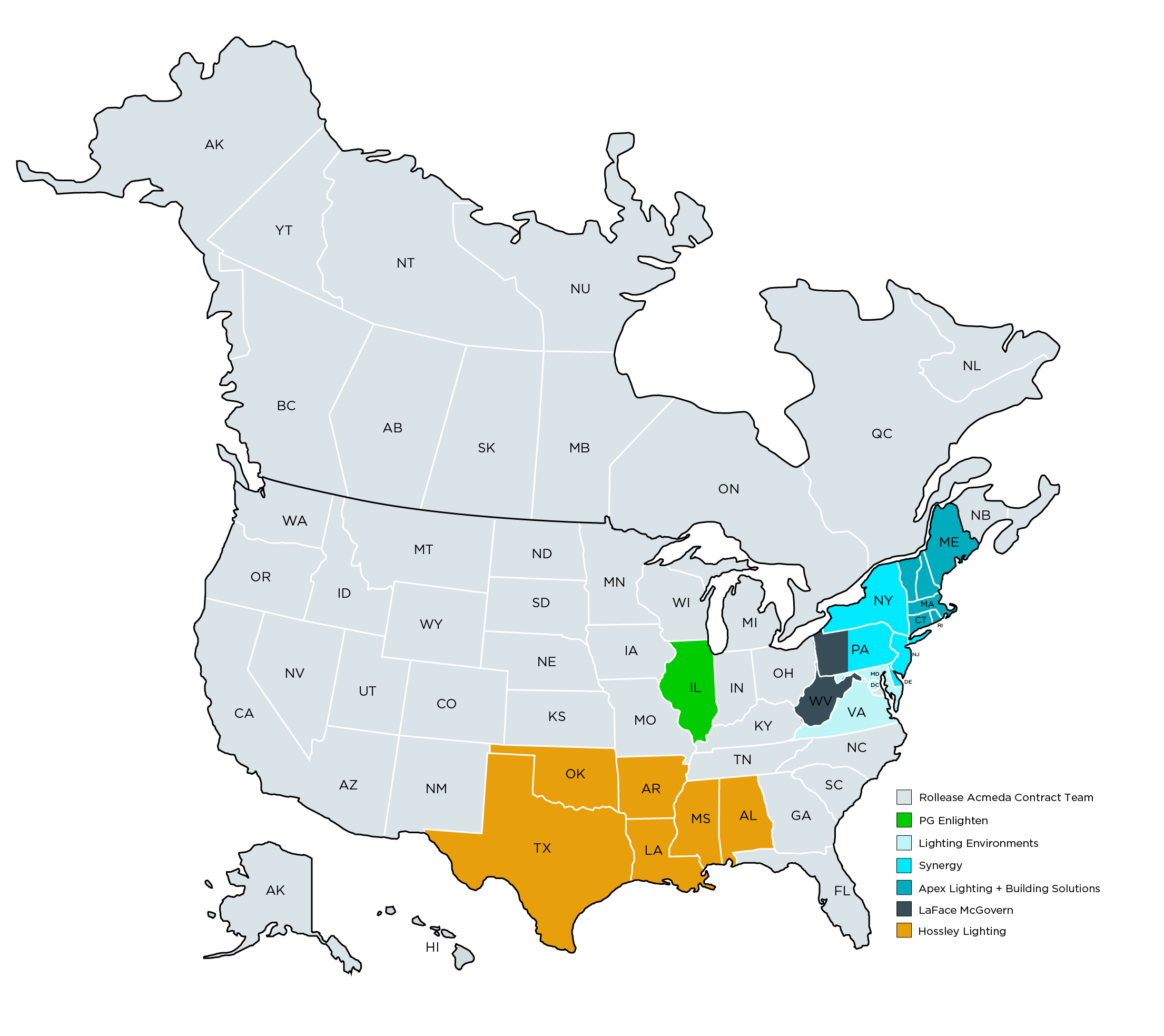Rollease Acmeda Contract - Rep Firms Map